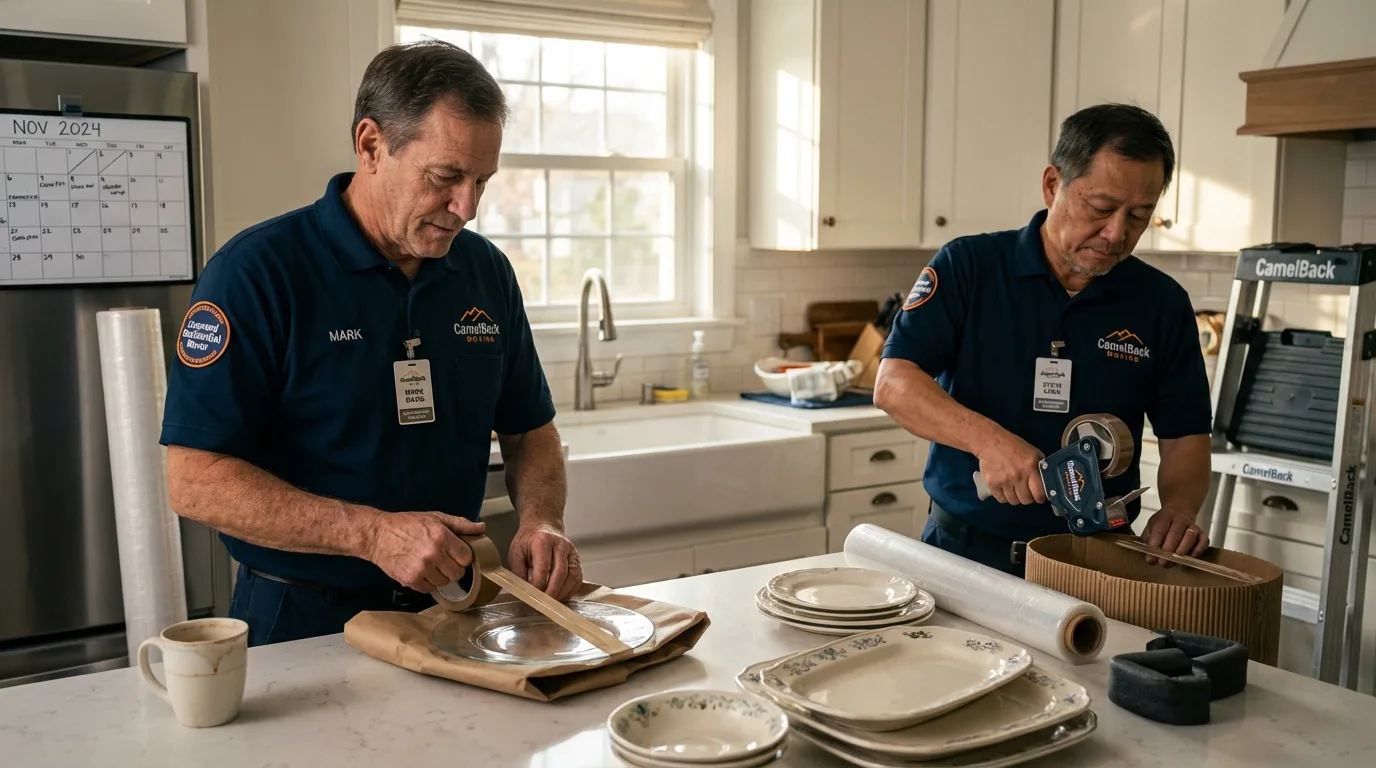 Professional crew packing kitchen dishware in Nolensville, TN